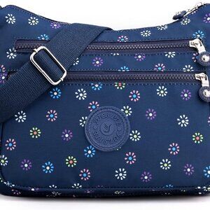Nylon Floral Multi-Pocket Crossbody Purse Bags for Women Travel Shoulder Bag